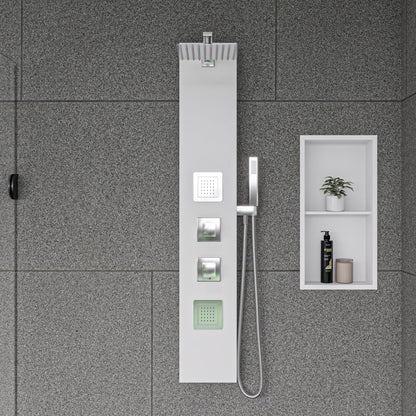 ALFI brand  ABSP60W White Aluminum Shower Panel with 2 Body Sprays and Rain Shower Head
