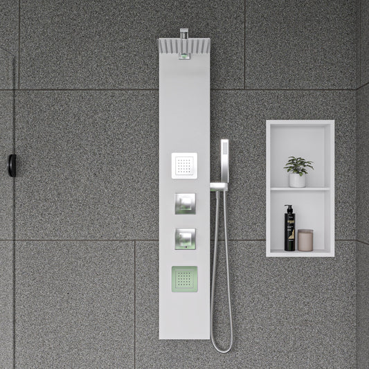 ALFI brand  ABSP60W White Aluminum Shower Panel with 2 Body Sprays and Rain Shower Head