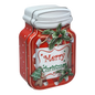 Jar Shaped Christmas Cookie Gift Tin -  Merry Christmas Holly