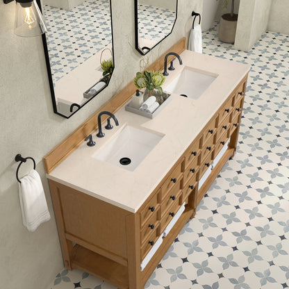 Malibu 72" Double Vanity Cabinet, Amber Birch