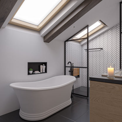 ALFI brand  AB9950 67" White Matte Pedestal Solid Surface Resin Bathtub