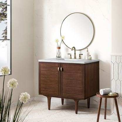 Amberly 36" Single Vanity Cabinet, Mid-Century Walnut