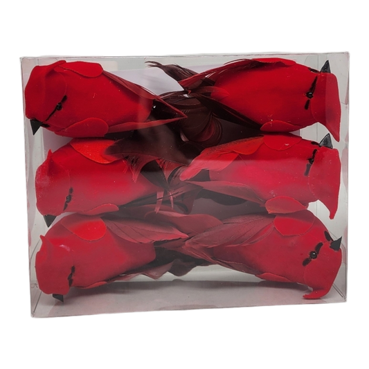 Set of 6 Clip-on Cardinal ornament - 4.5 Inch