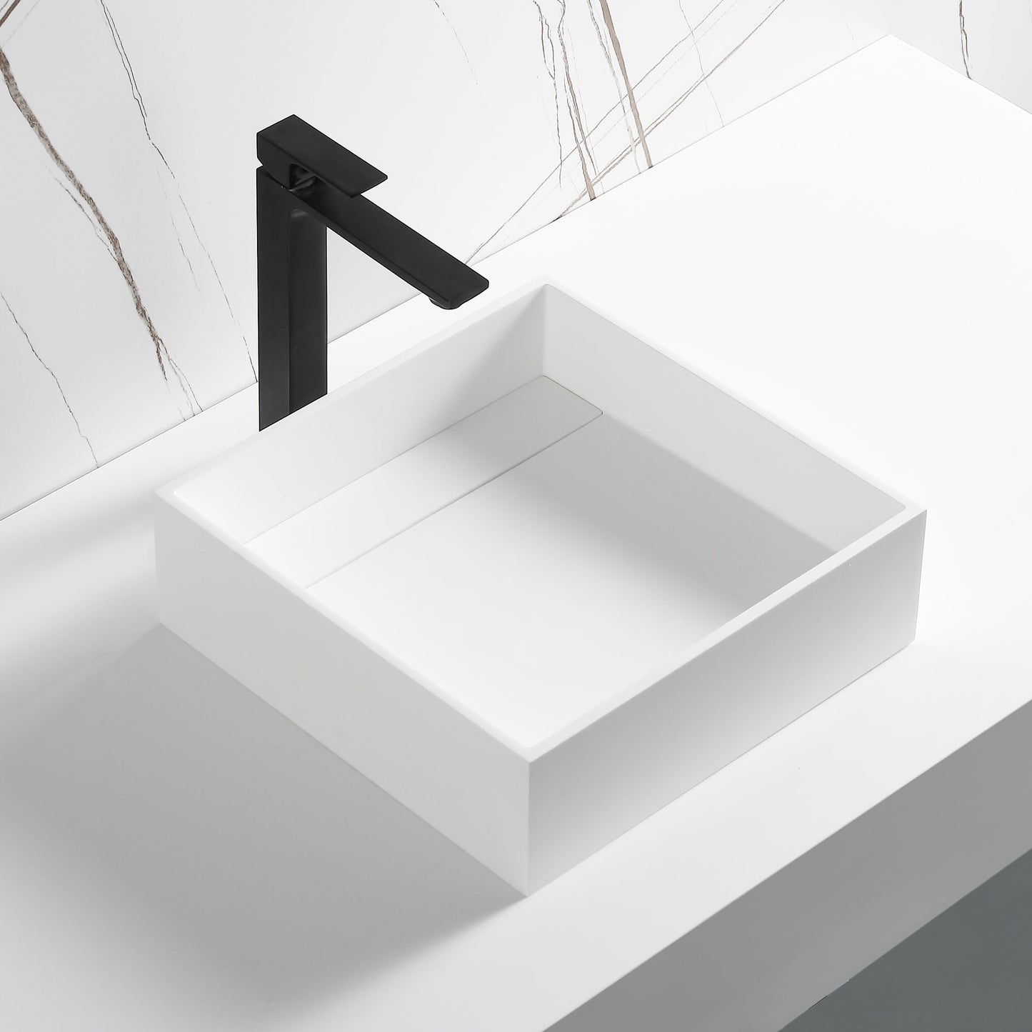 ALFI brand  ABRS14S 14" Square White Matte Solid Surface Resin Sink