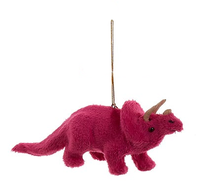 Fuzzy Colorful Dinosaur Ornament -