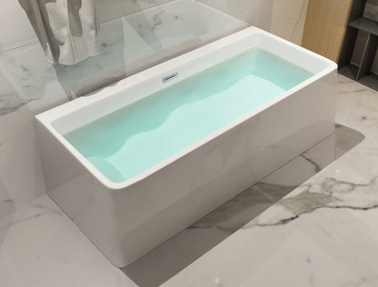 ALFI brand  AB8859 67 inch White Rectangular Acrylic Free Standing Soaking Bathtub