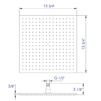 ALFI brand LED16S 16" Square Multi Color LED Rain Shower Head
