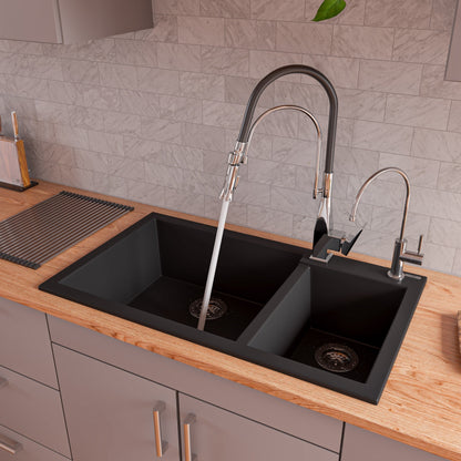 ALFI brand ABKF3023 Square Kitchen Faucet with Black Rubber Stem