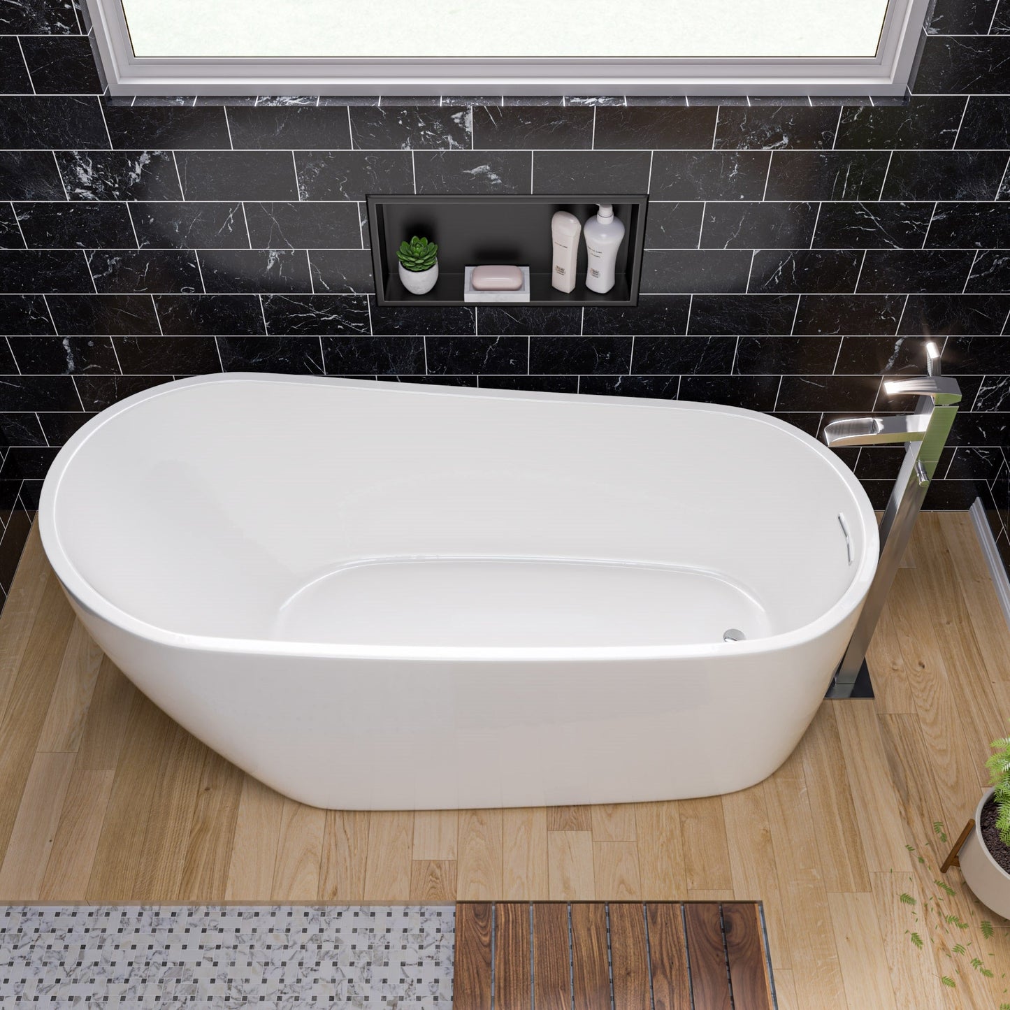 ALFI brand AB2843 Single Hole Floor Mounted Waterfall Tub Filler