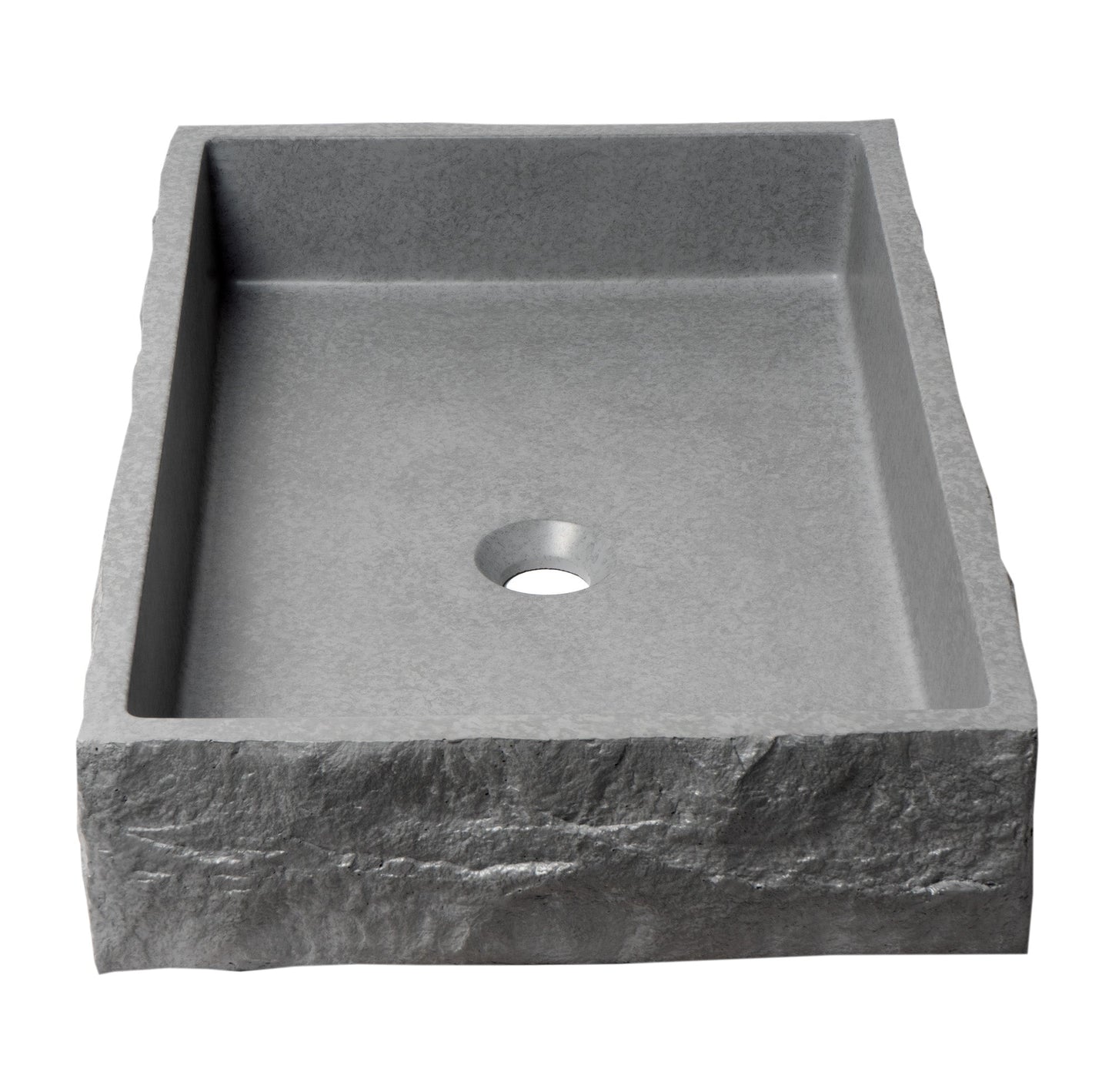 ALFI brand  ABCO24R 24" Solid Concrete Chiseled Style Rectangular Above Mount Vessel Sink