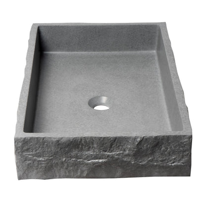 ALFI brand  ABCO24R 24" Solid Concrete Chiseled Style Rectangular Above Mount Vessel Sink