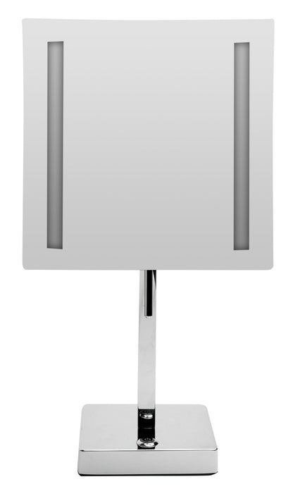 ALFI brand ABM8FLED Tabletop Square 8" 5x Magnifying Cosmetic Mirror with Light