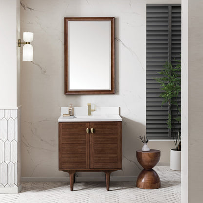 Amberly 30" Single Vanity Cabinet, Mid-Century Walnut