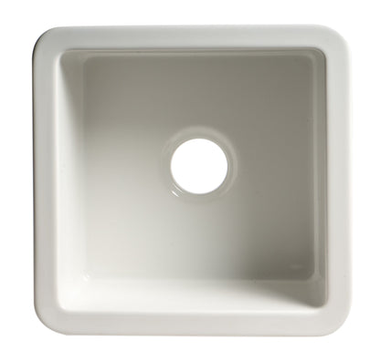 ALFI brand ABF1818S Square 18" x 18" Undermount / Drop In Fireclay Prep Sink