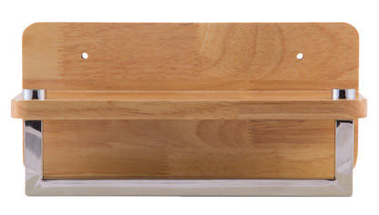ALFI brand  AB5510 12" Small Wooden Shelf with Chrome Towel Bar Bathroom Accessory