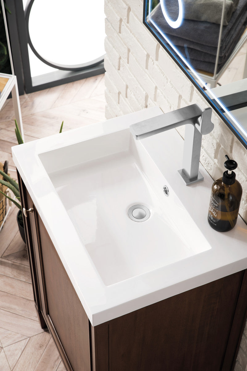 Britannia 24" Single Vanity with White Glossy Composite Stone Top