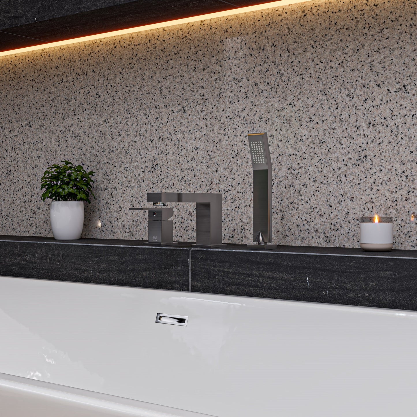 ALFI brand AB2322 3 Hole Deck Mounted Tub Filler with Hand Held