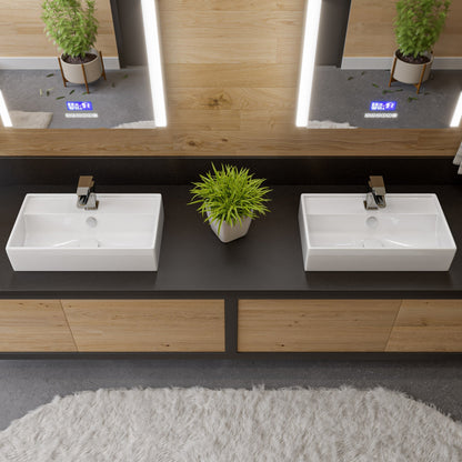 ALFI brand  ABC122 White 22" Rectangular Wall Mounted Ceramic Sink with Faucet Hole
