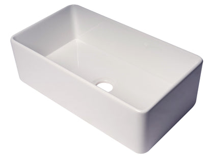 ALFI brand ABF3318S Smooth Apron 33" x 18" Single Bowl Fireclay Farm Sink