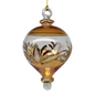 Etched Gold Teardrop Blown Glass Ornament - Gold