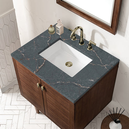 Amberly 30" Single Vanity Cabinet, Mid-Century Walnut