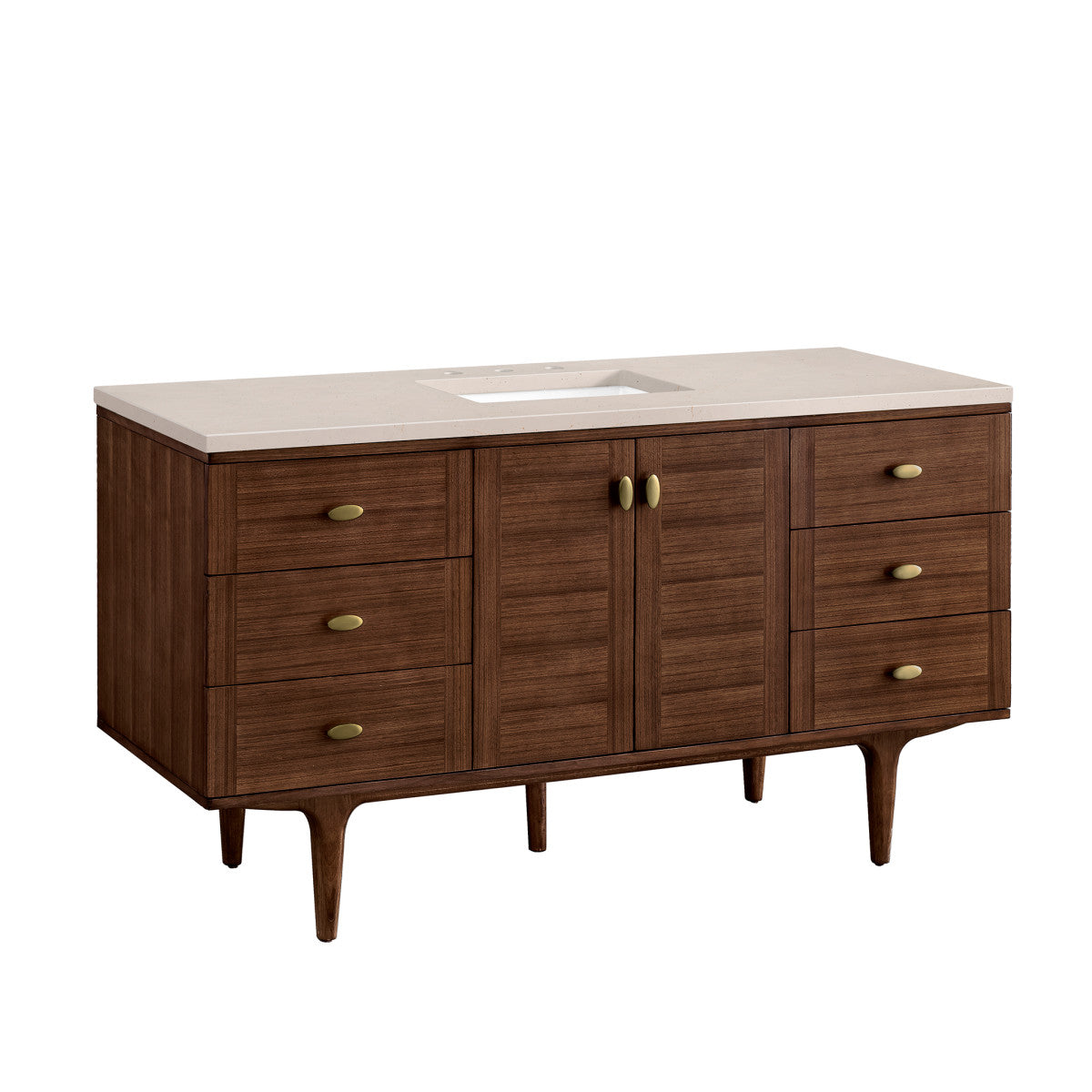 Amberly 60" Single Vanity Cabinet, Mid-Century Walnut