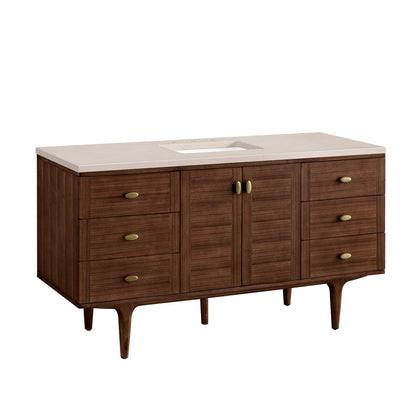 Amberly 60" Single Vanity Cabinet, Mid-Century Walnut
