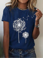 Dandelion Print Sleeveless Tank Top Polyester Women's Knit Tee