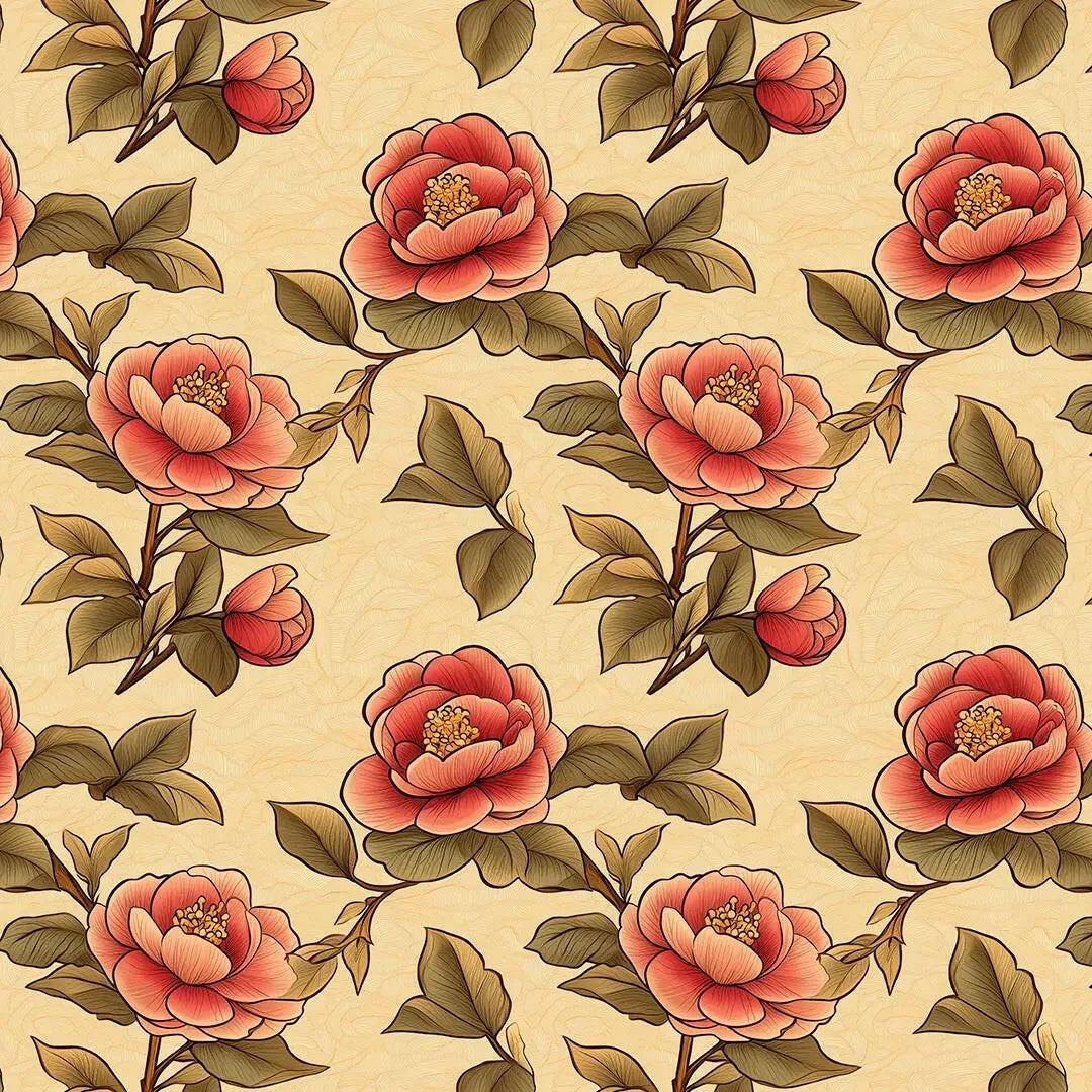 Coral Bloom Chinoiserie Wallpaper
