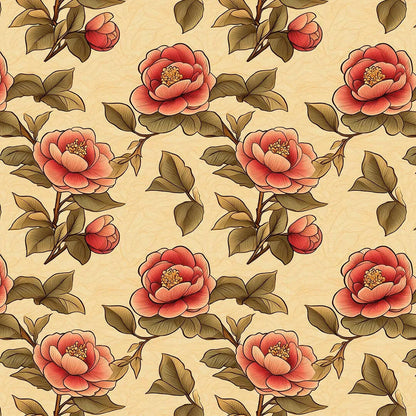 Coral Bloom Chinoiserie Wallpaper