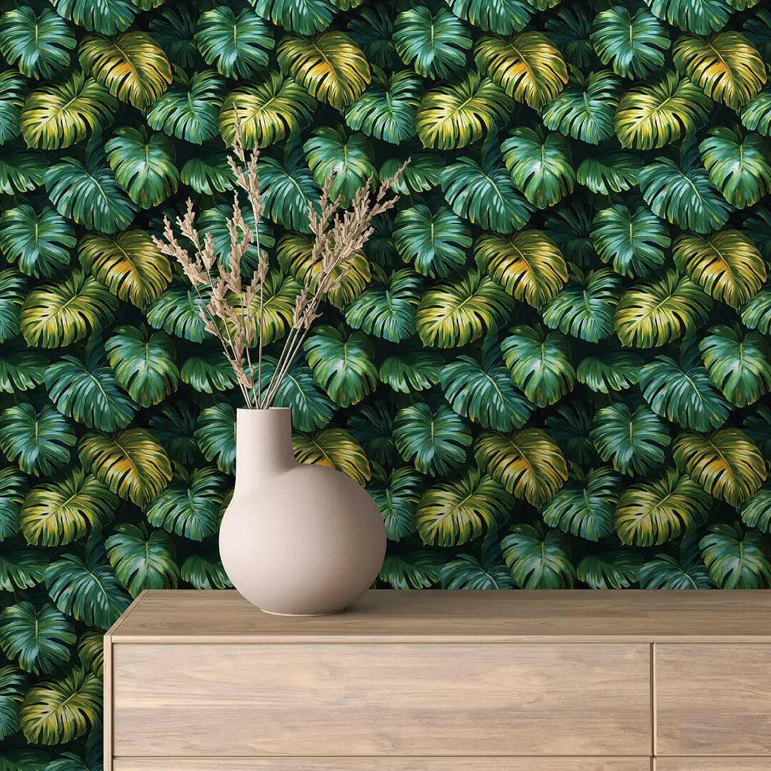 Gilded Monstera Leaf Tapestry