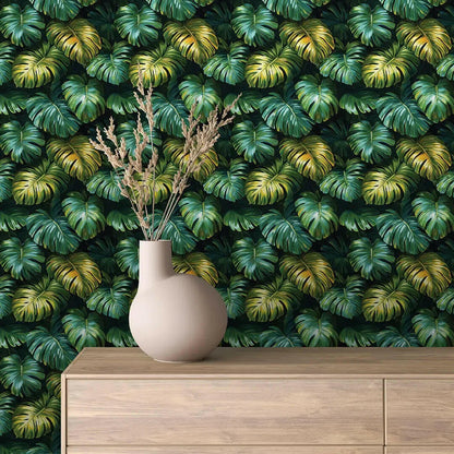 Gilded Monstera Leaf Tapestry