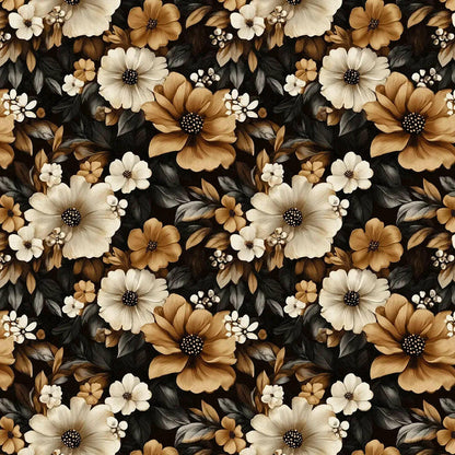 Golden Sepia Blooms Wallpaper