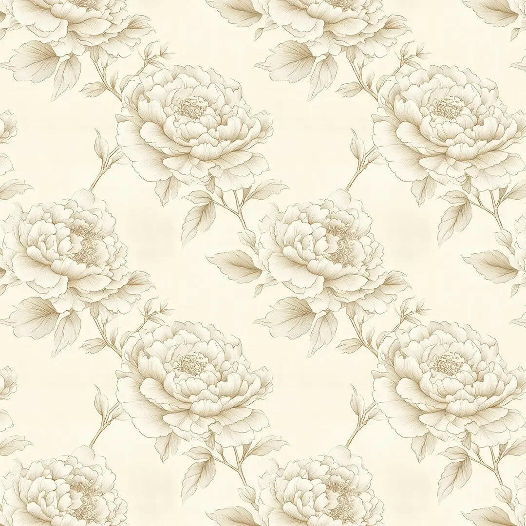 Heirloom Peony Etching Wallpaper
