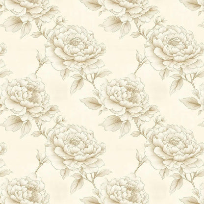 Heirloom Peony Etching Wallpaper