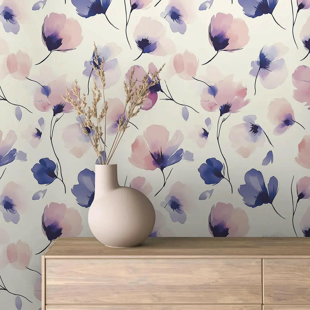 Whispering Blooms Watercolor Mural