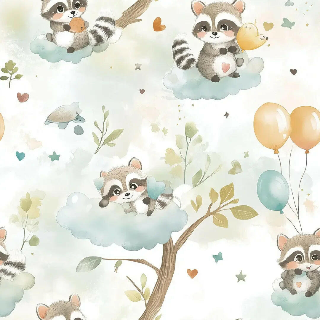 Whimsical Raccoon Sky Adventure