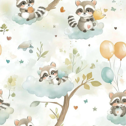 Whimsical Raccoon Sky Adventure