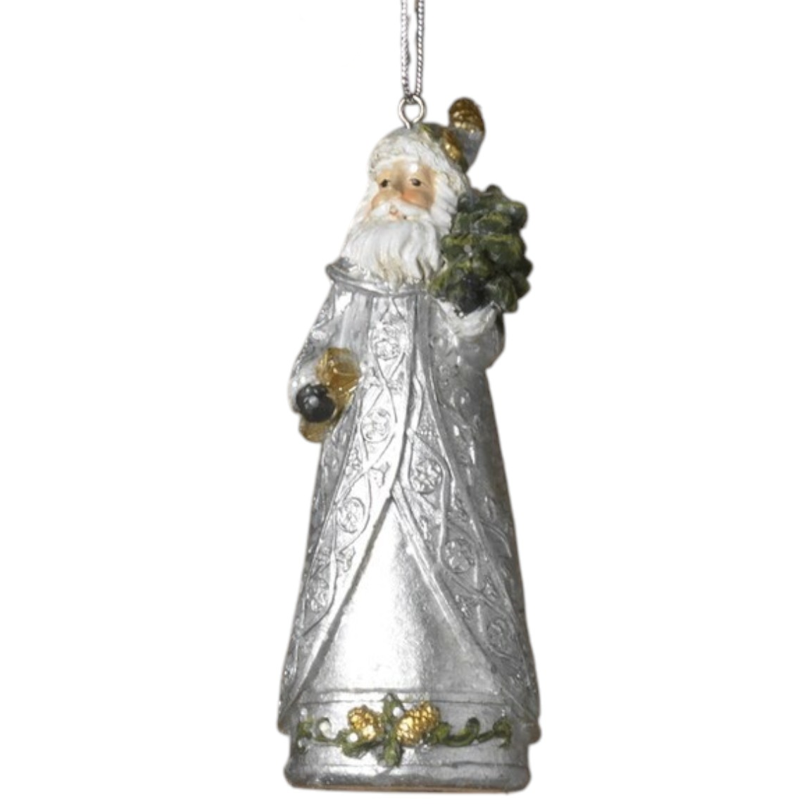 Silver Vintage Santa Ornament -