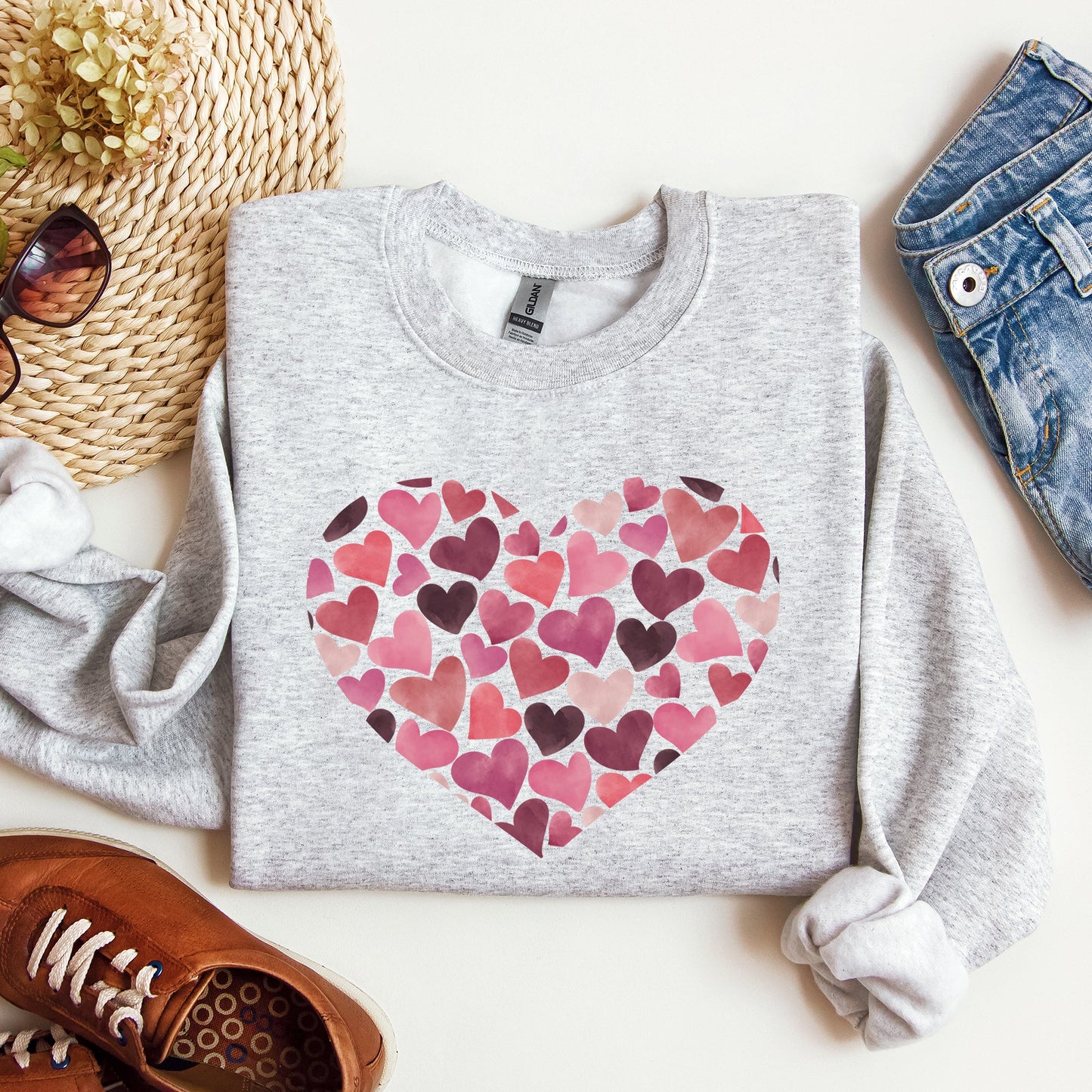 Watercolor Hearts, Sweatshirt, Valentine's Day