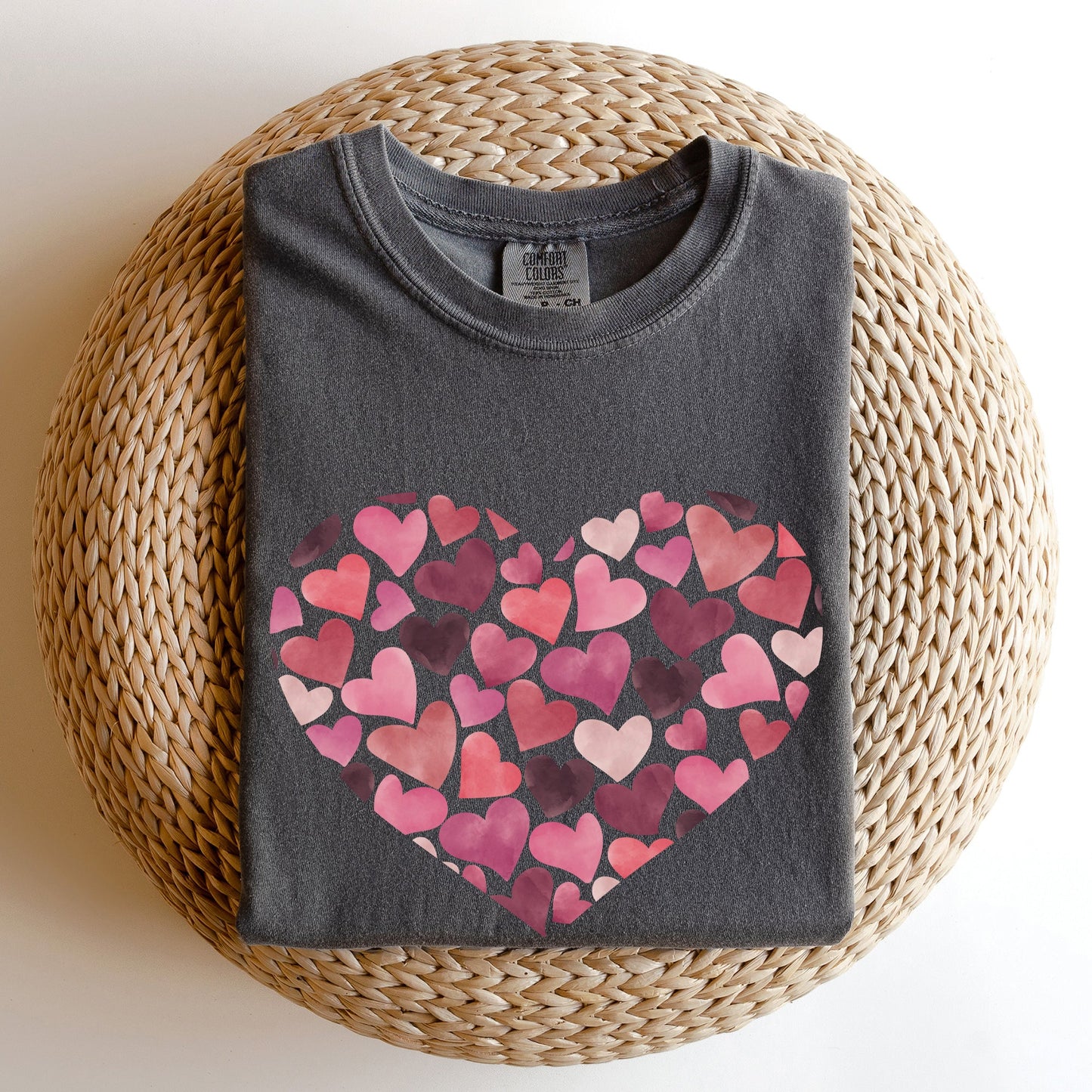 Watercolor Hearts, Comfort Colors Tshirt, Valentine's Day
