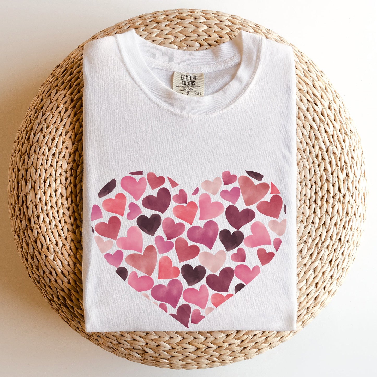 Watercolor Hearts, Comfort Colors Tshirt, Valentine's Day