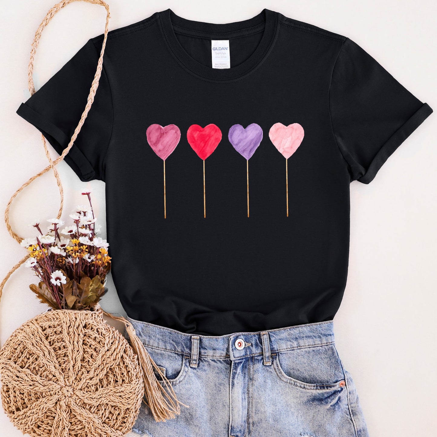 Watecolor Lollipops, Candy, Sweets, Suckers, Super Soft Tshirt, Valentine's Day