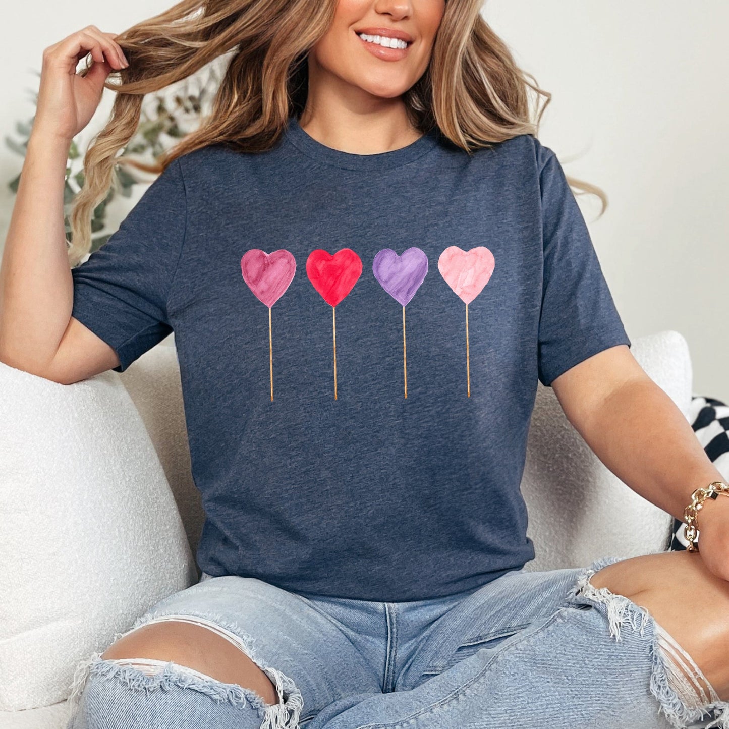 Watecolor Lollipops, Candy, Sweets, Suckers, Super Soft Tshirt, Valentine's Day