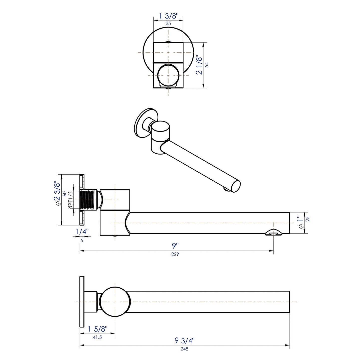 ALFI brand AB6601 Round Foldable Tub Spout