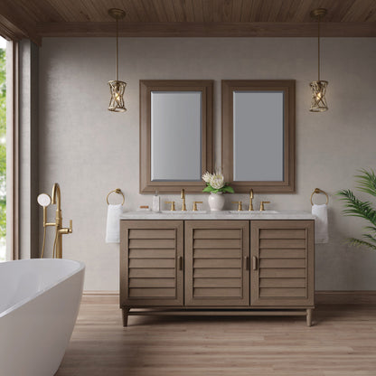 Portland 60" Double Vanity Cabinet, Whitewashed Walnut