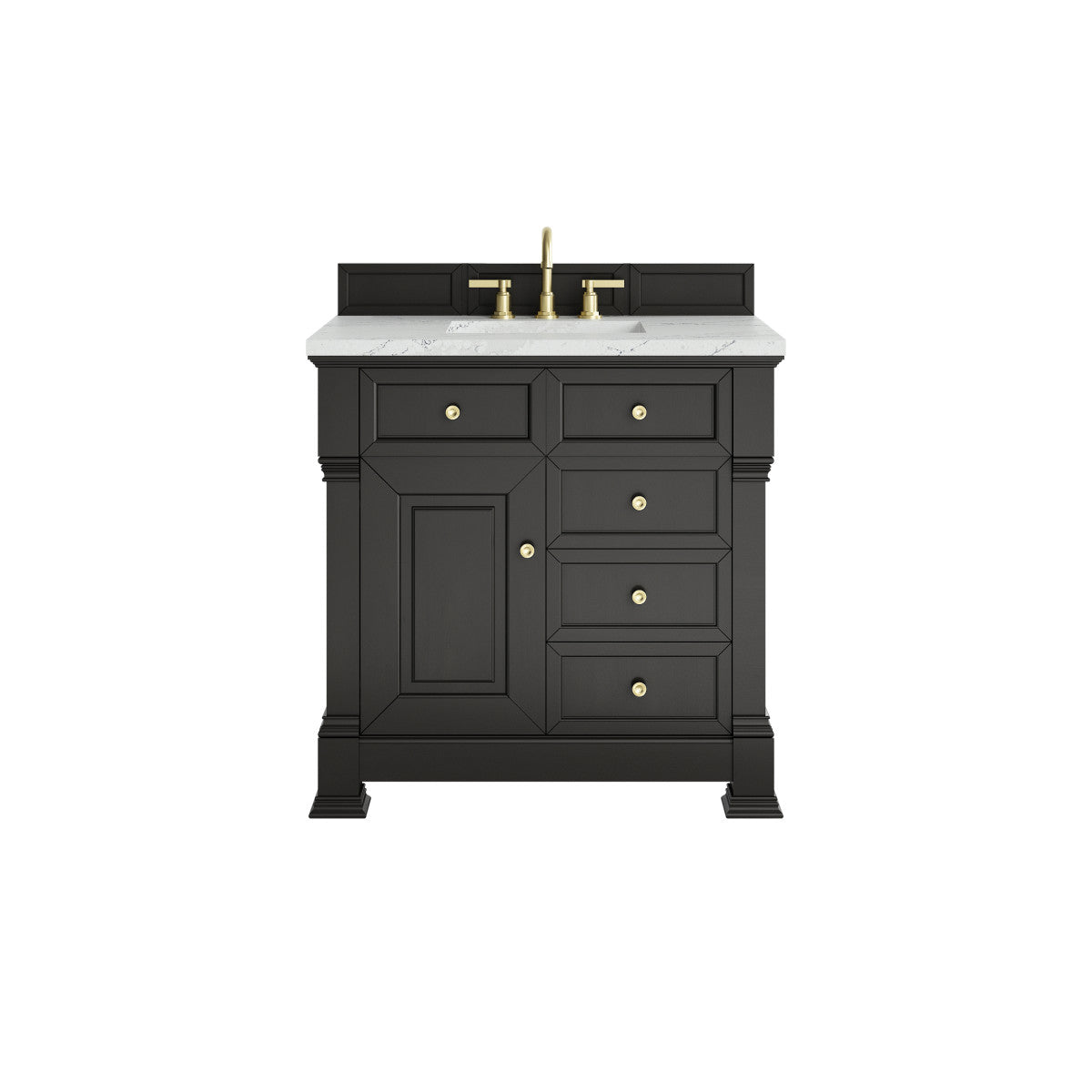 James Martin 547-V36 Brookfield 36” Single Vanity – Black Onyx / Honey Oak / Pearl Charcoal