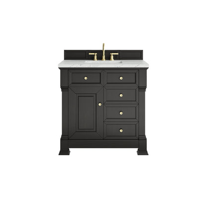 James Martin 547-V36 Brookfield 36” Single Vanity – Black Onyx / Honey Oak / Pearl Charcoal
