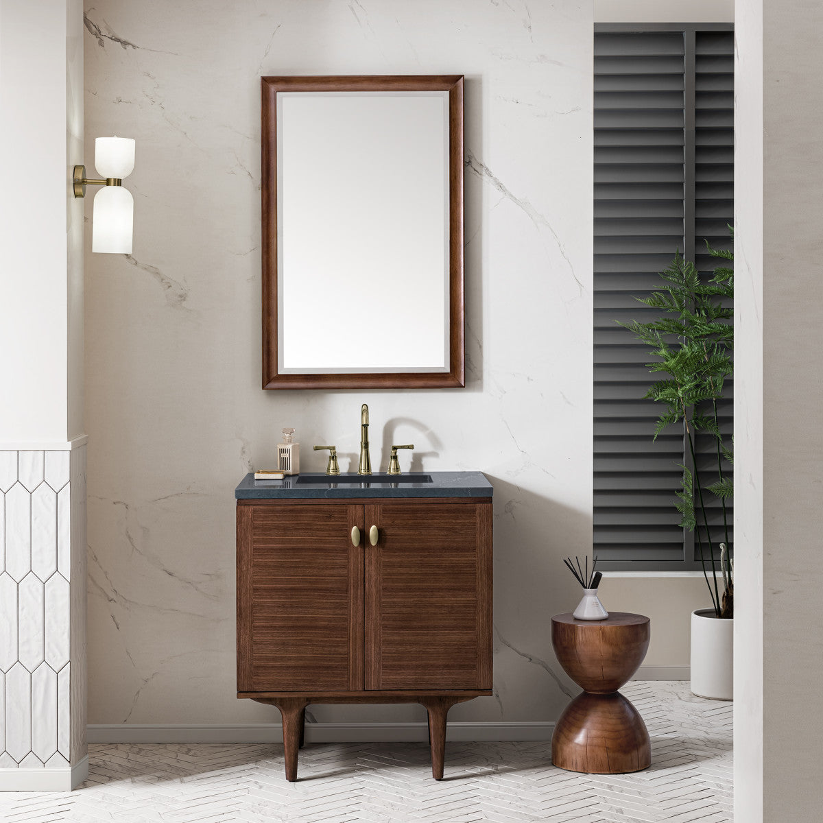 Amberly 30" Single Vanity Cabinet, Mid-Century Walnut