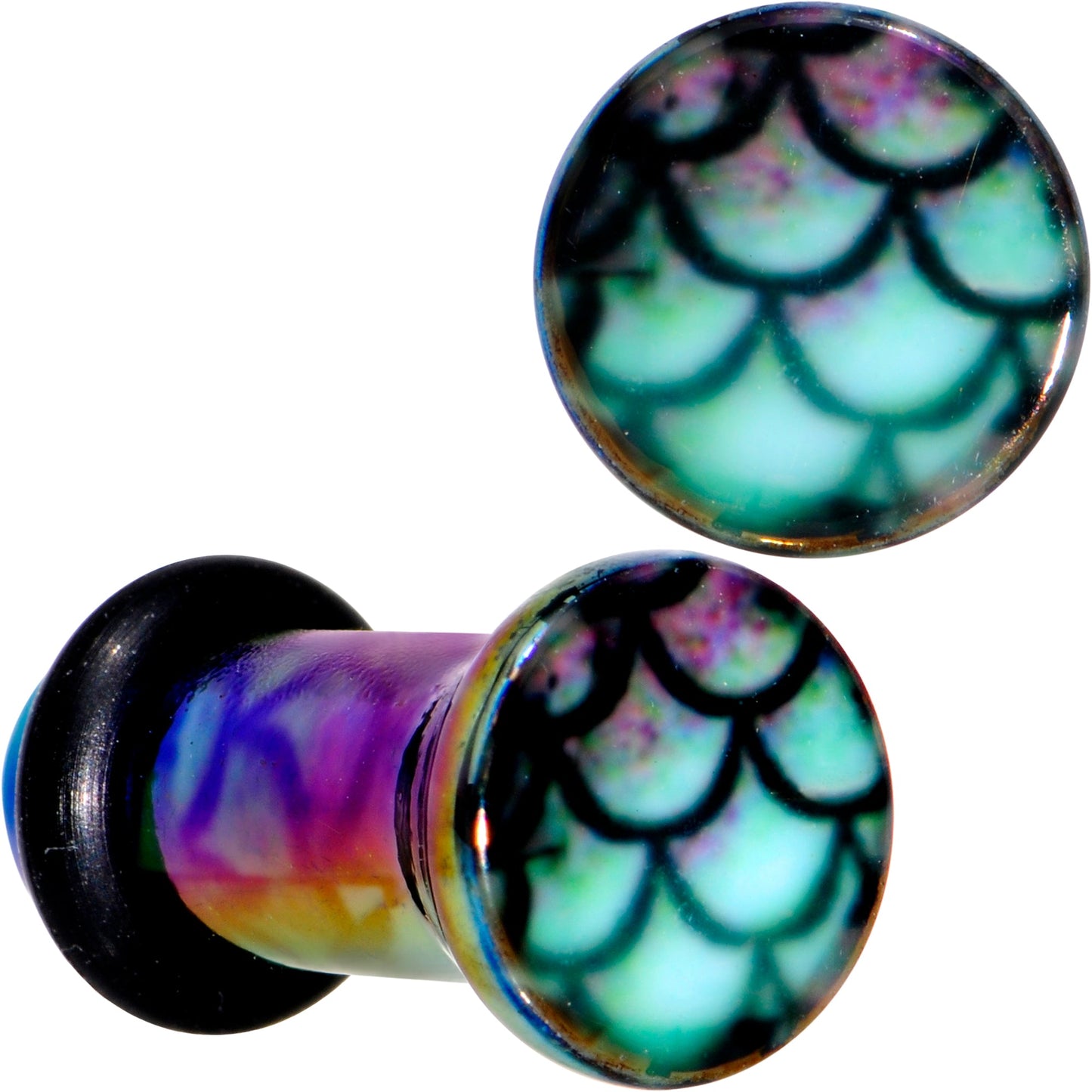 Rainbow Acrylic Magical Mermaid Single Flare Plug Set 4mm to 12mm